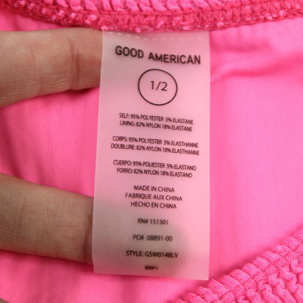 NEW Good American Always Fits Good Waist Cheeky Bikini Bottom Bright Pink‎